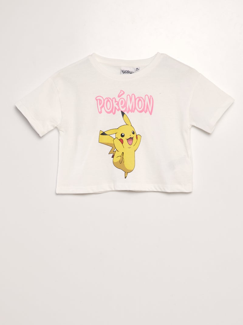 T-shirt 'Pikachu' crop-top Branco - Kiabi
