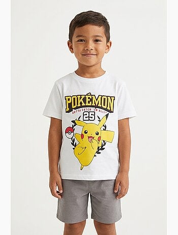 T-shirt pokémon branco menino | licença oficial