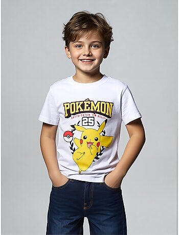 T-shirt pokémon branco menino | licença oficial