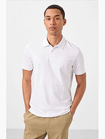 T-shirt polo em malha de mistura de algodão para homem tommy