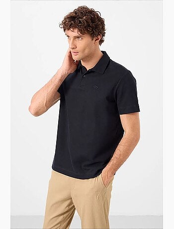 T-shirt polo em malha de mistura de algodão para homem tommy