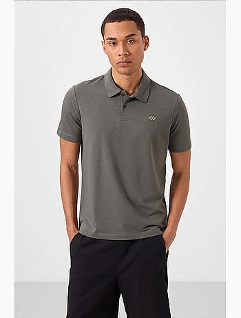 T-shirt polo em malha de mistura de algodão para homem tommy
