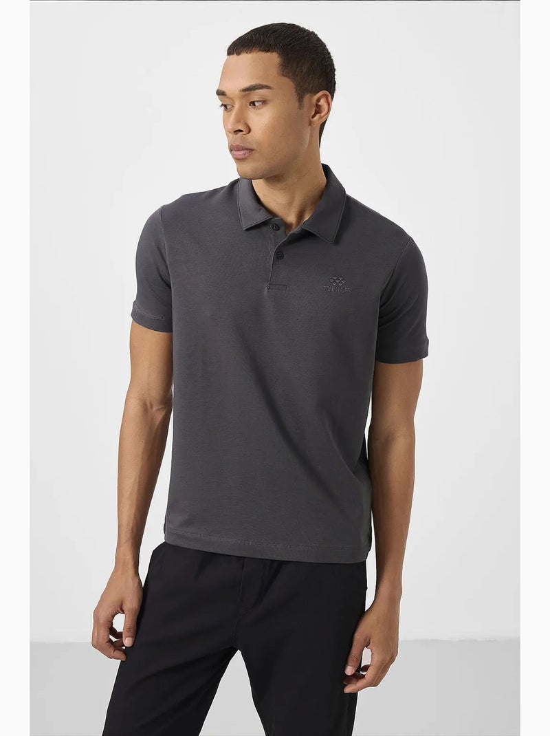 T-shirt polo em malha de mistura de algodão para homem tommy Bege-argila - Kiabi