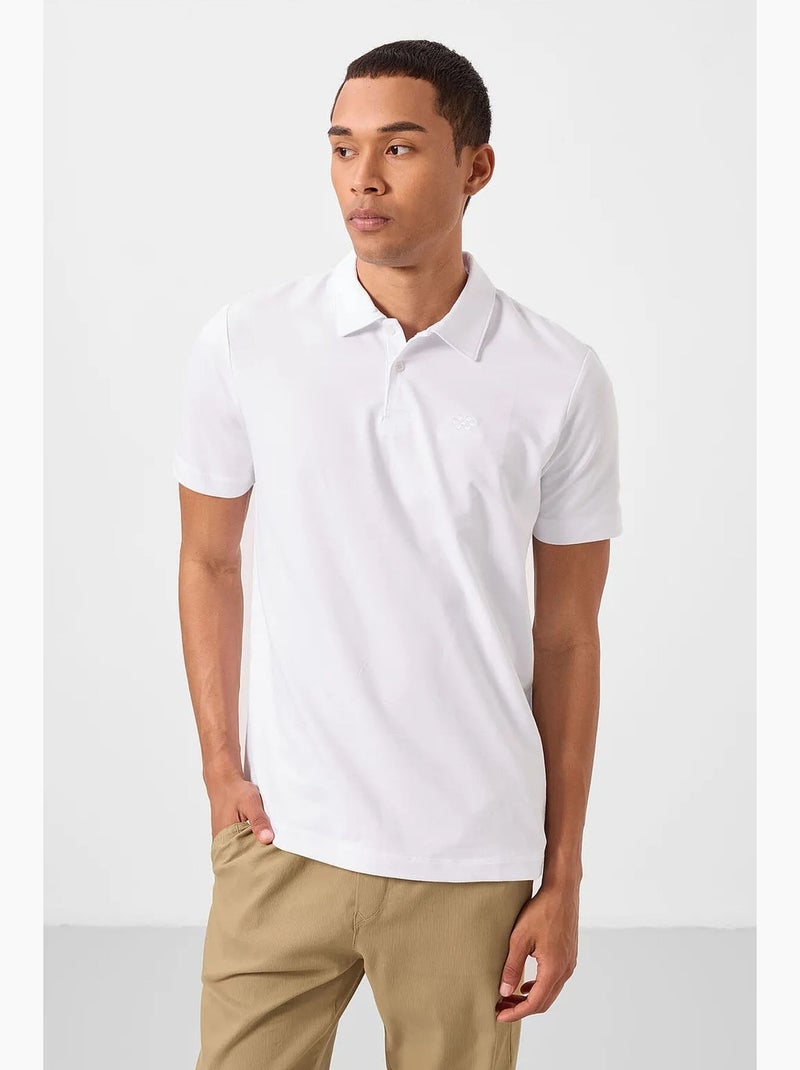 T-shirt polo em malha de mistura de algodão para homem tommy Branco sujo - Kiabi