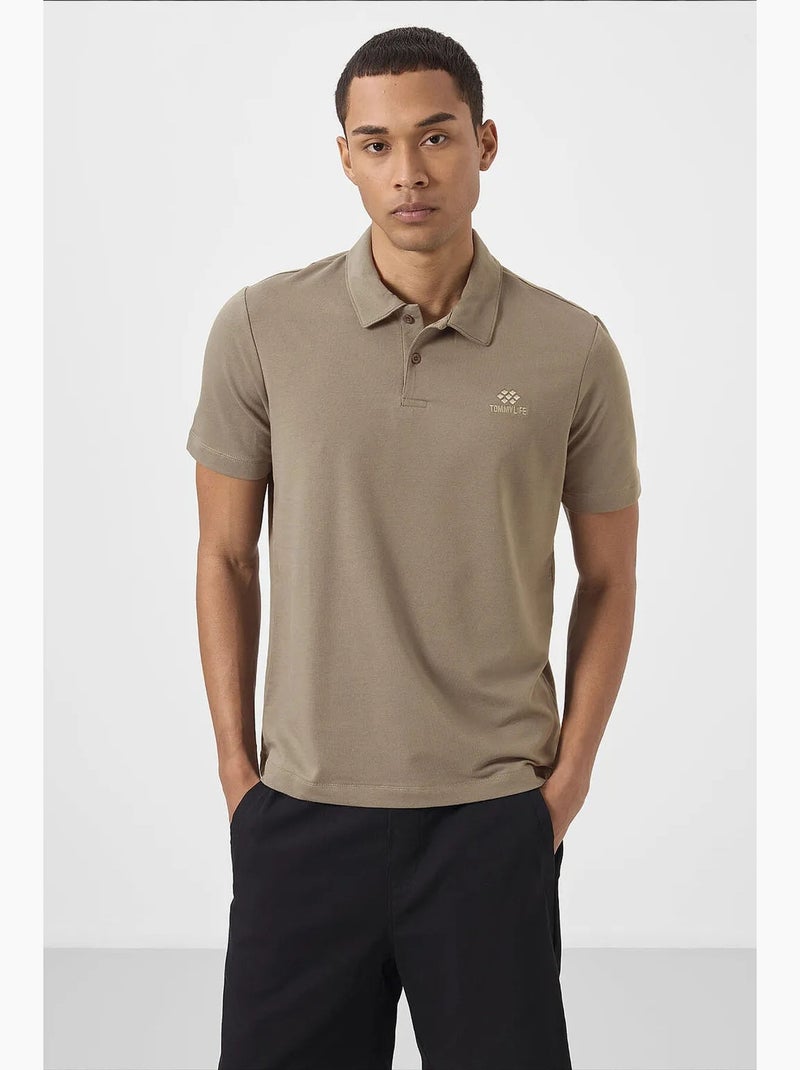 T-shirt polo em malha de mistura de algodão para homem tommy Toupe - Kiabi