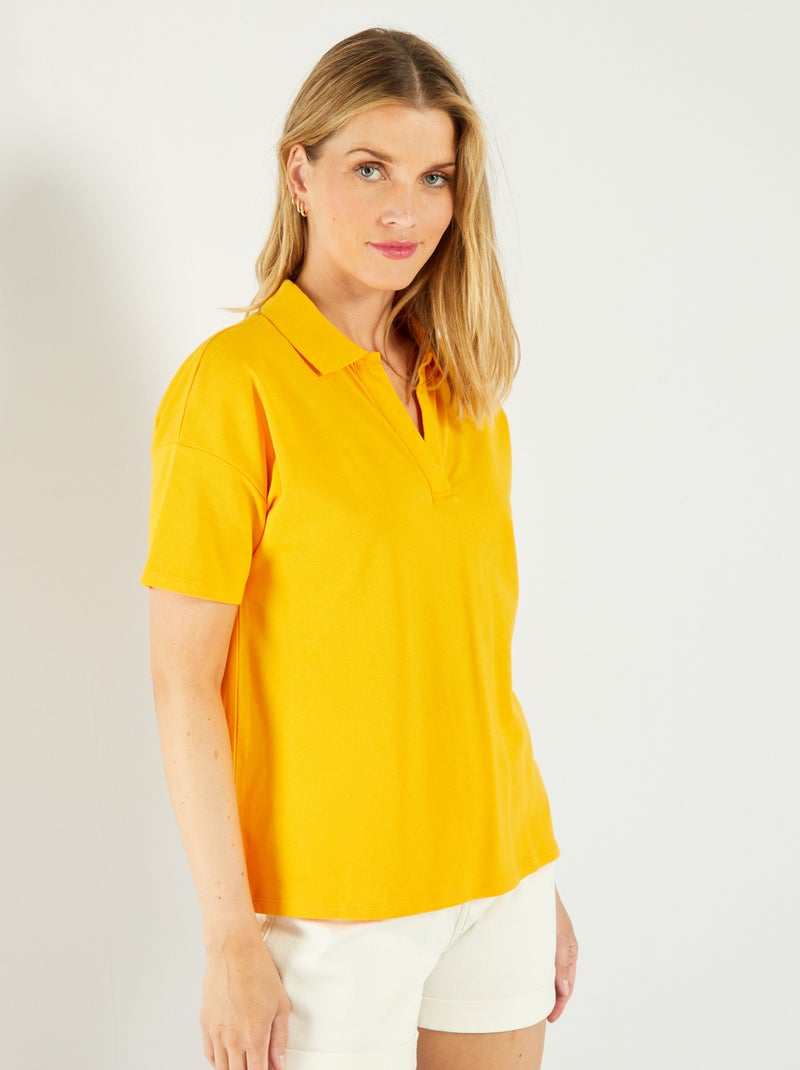 T-shirt polo em piqué de algodão AMARELO - Kiabi