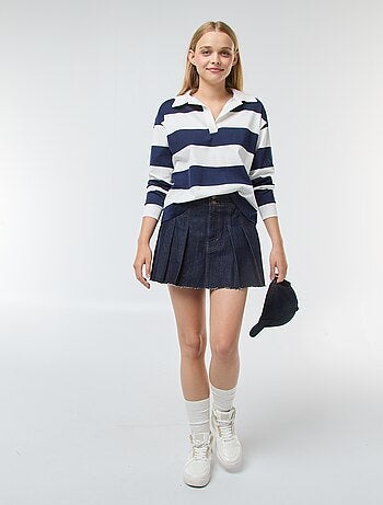 T-shirt polo oversize às riscas