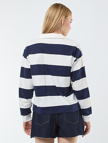 T-shirt polo oversize às riscas
