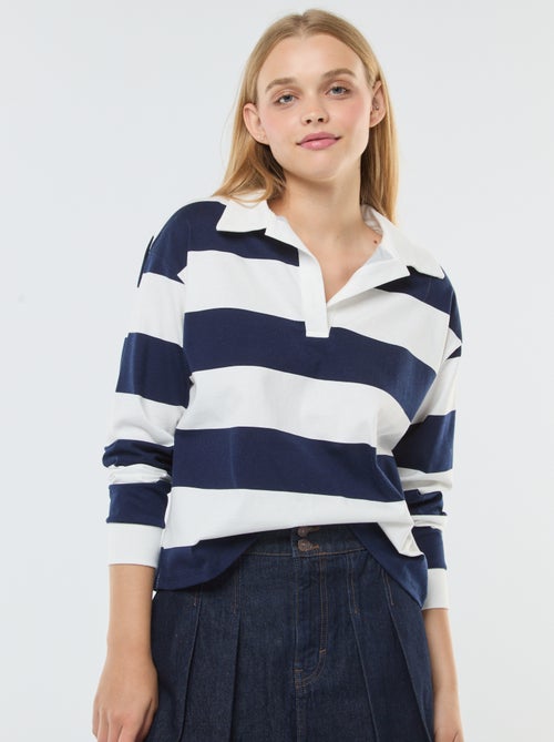T-shirt polo oversize às riscas - Kiabi