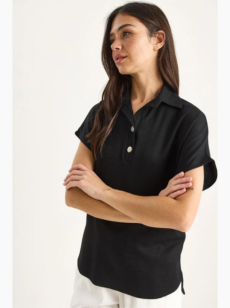 T-shirt polo relaxed fit com botões lucci Preto - Kiabi