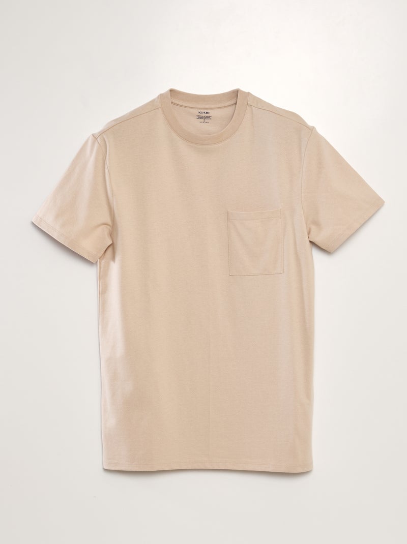 T-shirt pontilhada com bolso frontal BEGE - Kiabi
