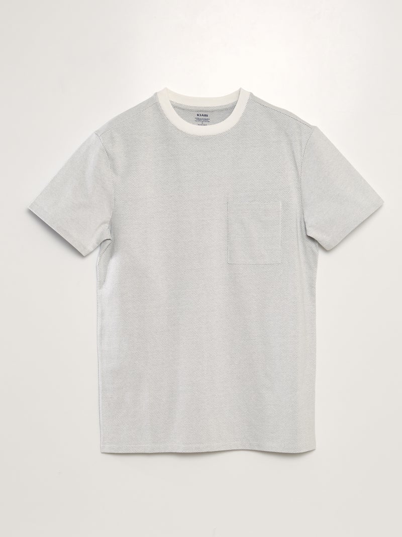 T-shirt pontilhada com bolso frontal Cinza - Kiabi