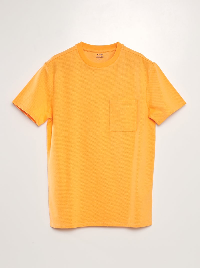 T-shirt pontilhada com bolso frontal LARANJA - Kiabi