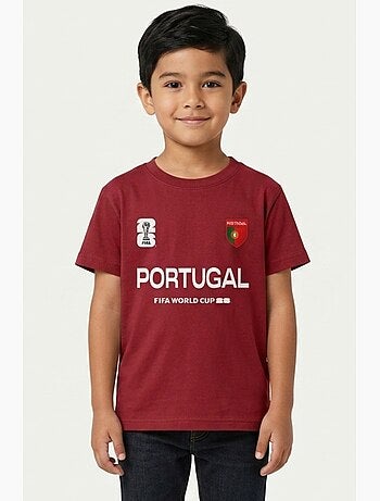 T-shirt portugal criança vermelho | licença oficial fifa world cup 2026