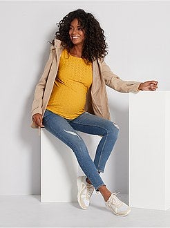 T-shirt pré-mamã em malha ajurada - Kiabi