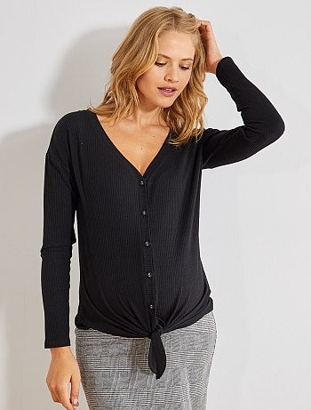 Futura mamã - T-shirt pré-mamã em malha nervurada - Kiabi