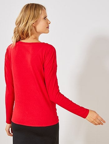 Futura mamã - T-shirt pré-mamã em malha nervurada - Kiabi