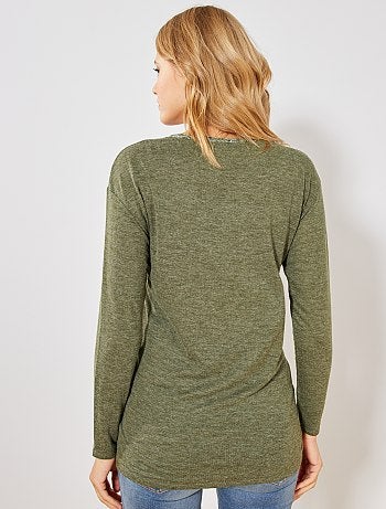 Futura mamã - T-shirt pré-mamã em malha suave matizada - Kiabi