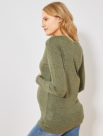 Futura mamã - T-shirt pré-mamã em malha suave matizada - Kiabi