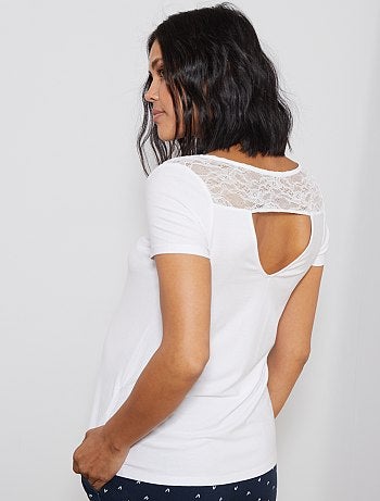 Futura mamã - T-shirt pré-mamã em renda - Kiabi