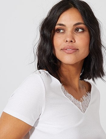 Futura mamã - T-shirt pré-mamã em renda - Kiabi