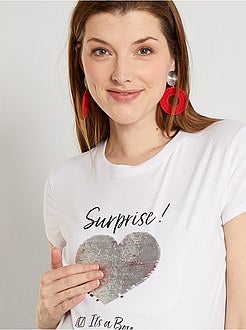 T-shirt pré-mamã gama 'eco-conception' 'anúncio' - Kiabi