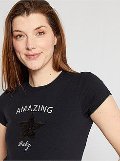 T-shirt pré-mamã gama 'eco-conception' 'anúncio' - Kiabi