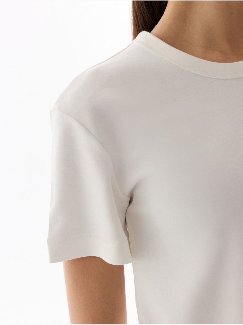 T-shirt premium de manga curta penti Branco sujo - Kiabi