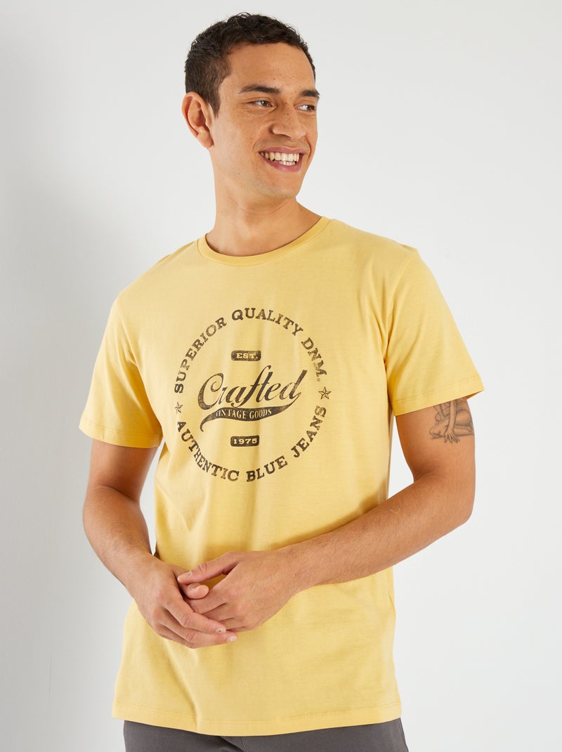 T-shirt 'Produkt' em algodão estampado AMARELO - Kiabi