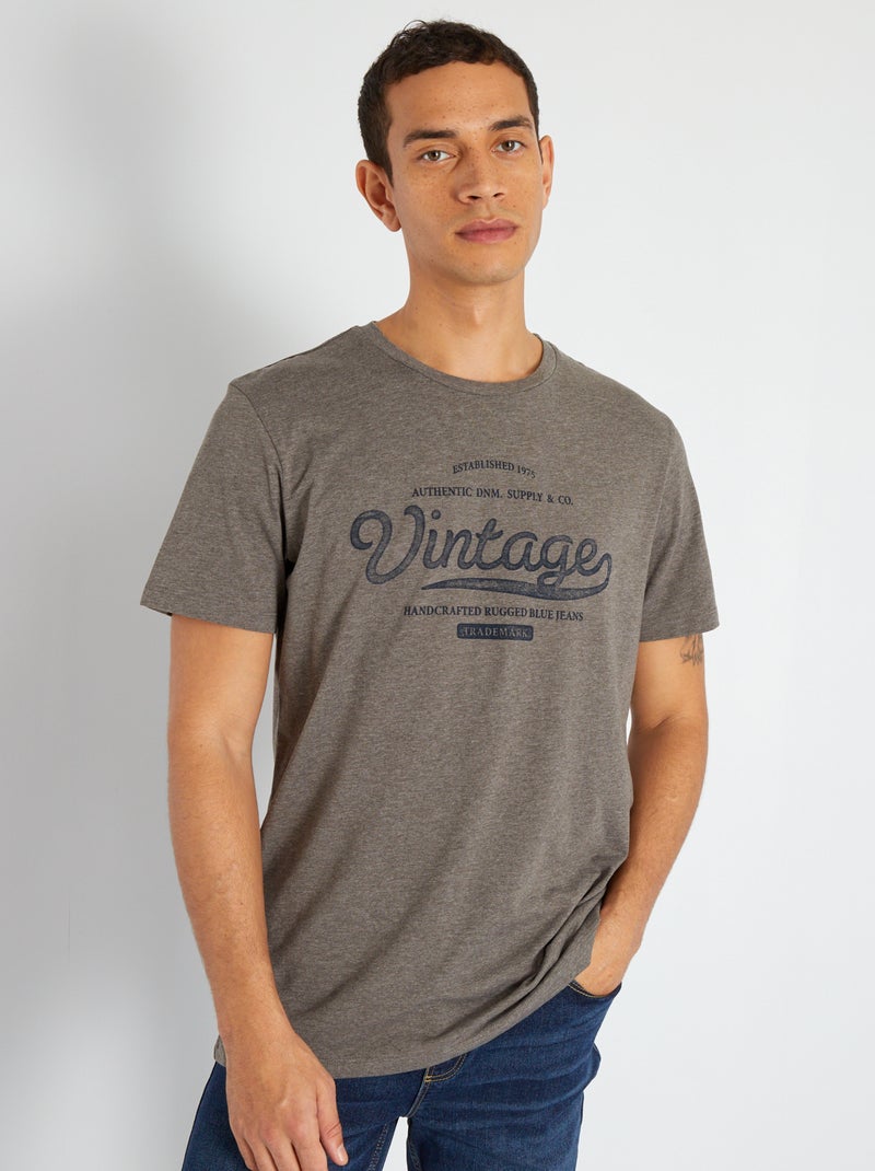 T-shirt 'Produkt' em algodão estampado Cinza - Kiabi