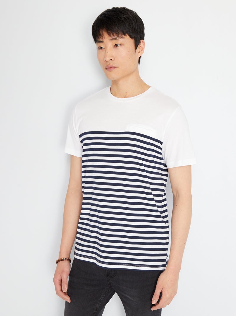 T-shirt 'Produkt' em jersey às riscas AZUL - Kiabi