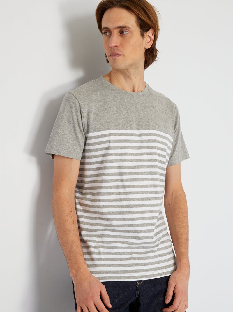 T-shirt 'Produkt' em jersey às riscas CINZA - Kiabi
