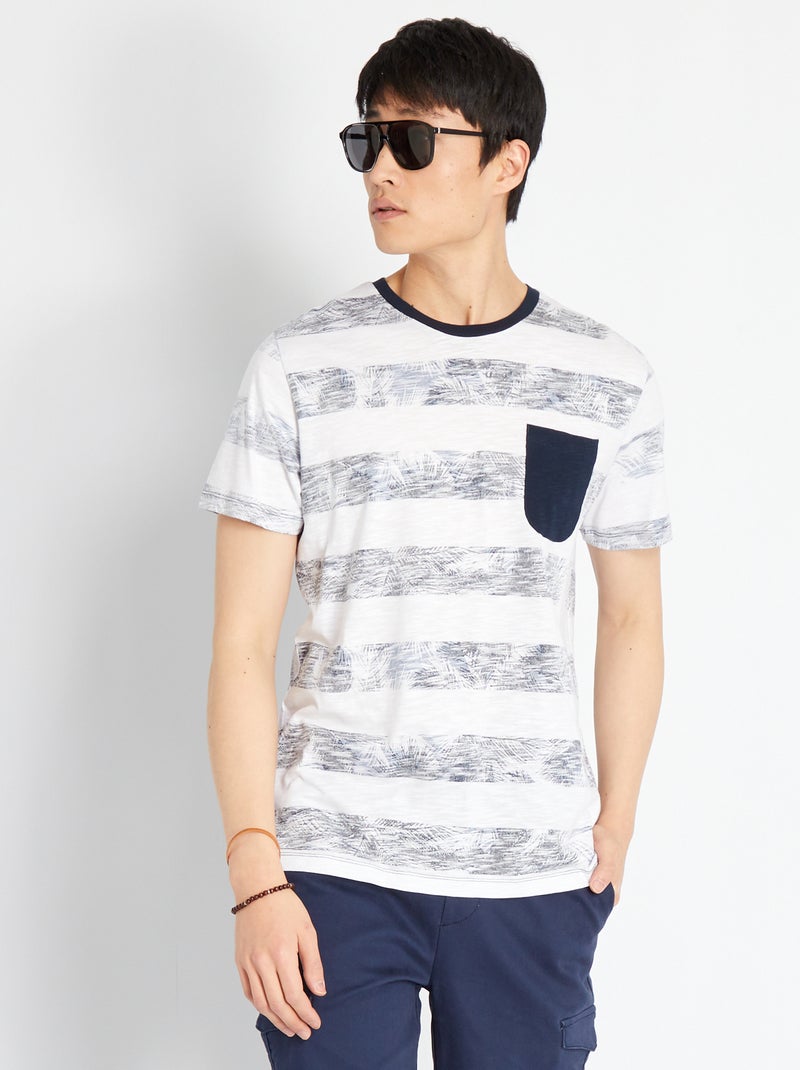 T-shirt 'Produkt' em jersey às riscas Listrado Azul - Kiabi