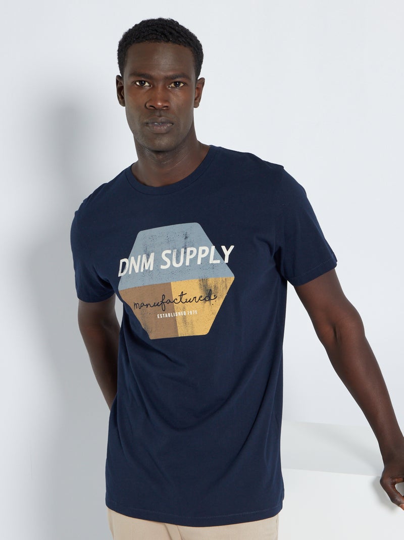 T-shirt 'Produkt' em jersey Azul Marinho - Kiabi