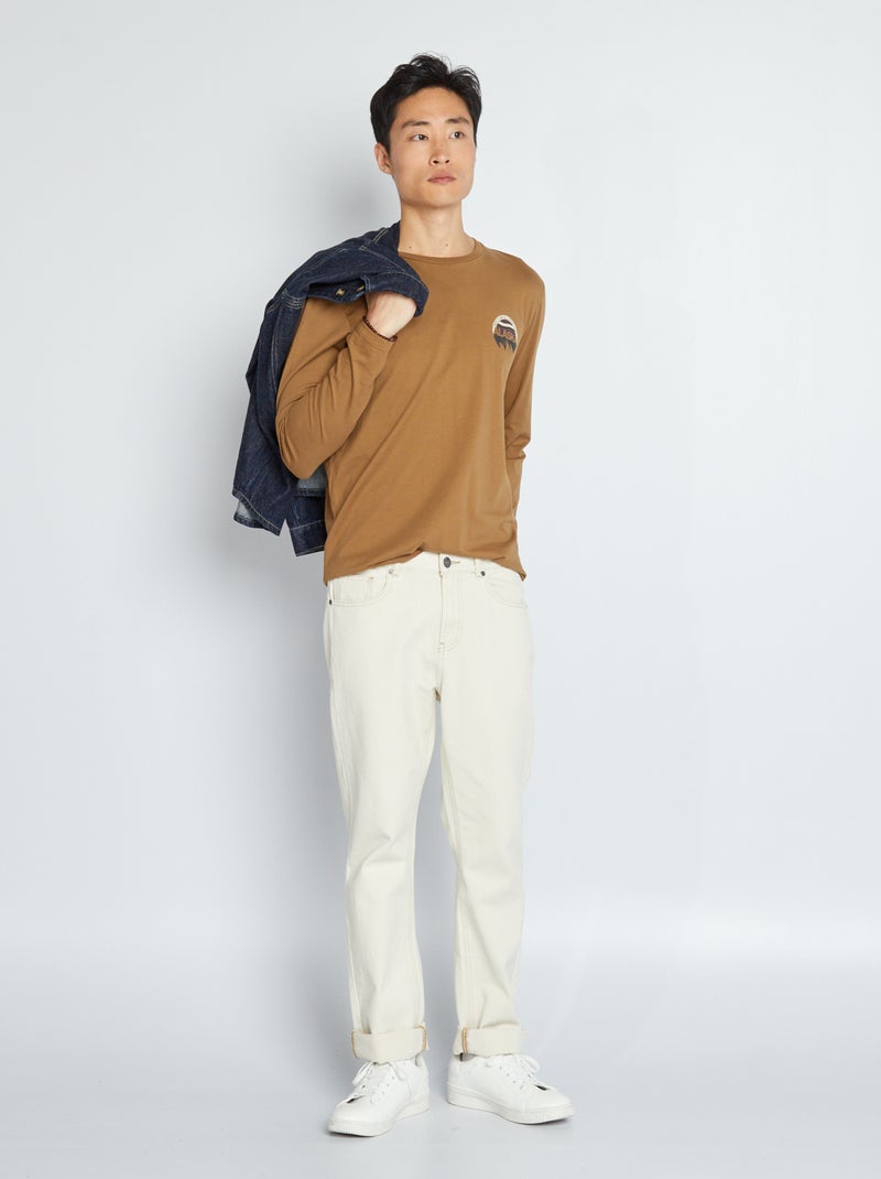 T-shirt 'Produkt' em jersey Camel - Kiabi