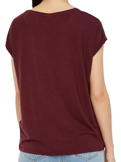 T-shirt Prune para Mulher Vero Moda Ava - Kiabi T-shirt Prune para Mulher Vero Moda Ava - Kiabi