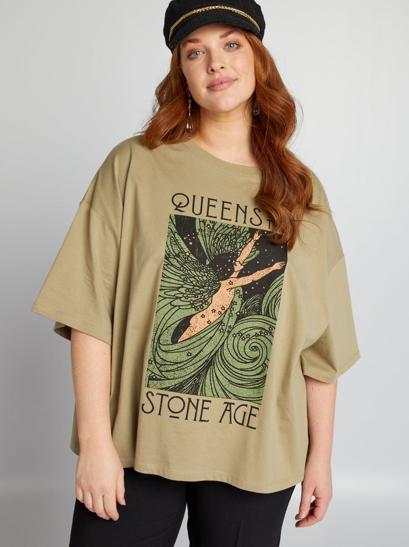 T-shirt 'Queens of the stone age' gola redonda VERDE - Kiabi