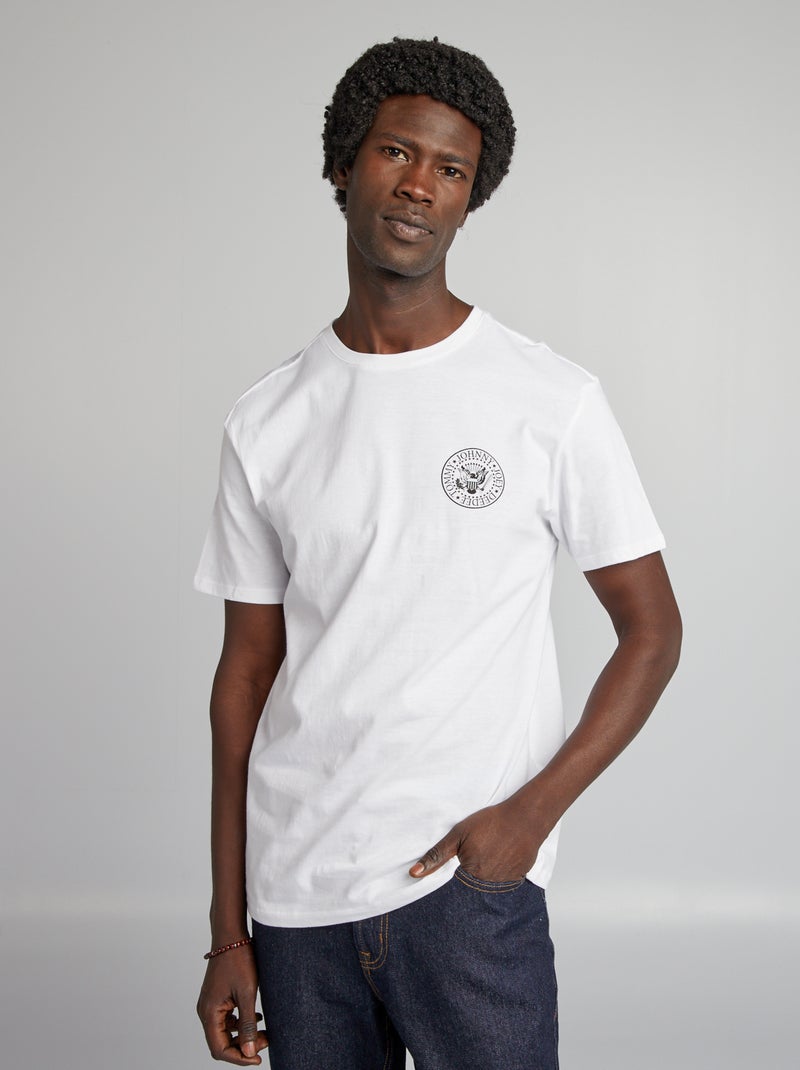 T-shirt 'Ramones' em jersey de gola redonda Branco - Kiabi