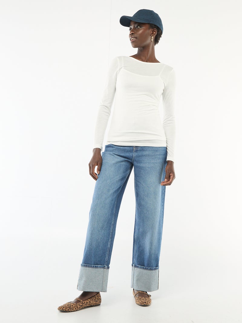 T-shirt regata 2-em-1 Branco - Kiabi