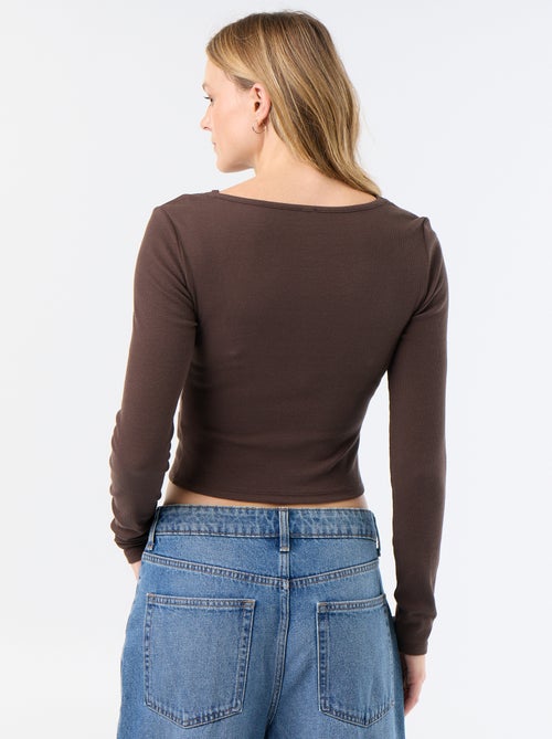 T-shirt regata 2 em 1 com gola de renda - Kiabi