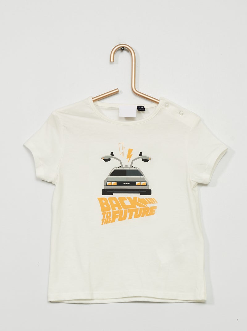 T-shirt 'Regresso ao Futuro' de gola redonda BRANCO - Kiabi