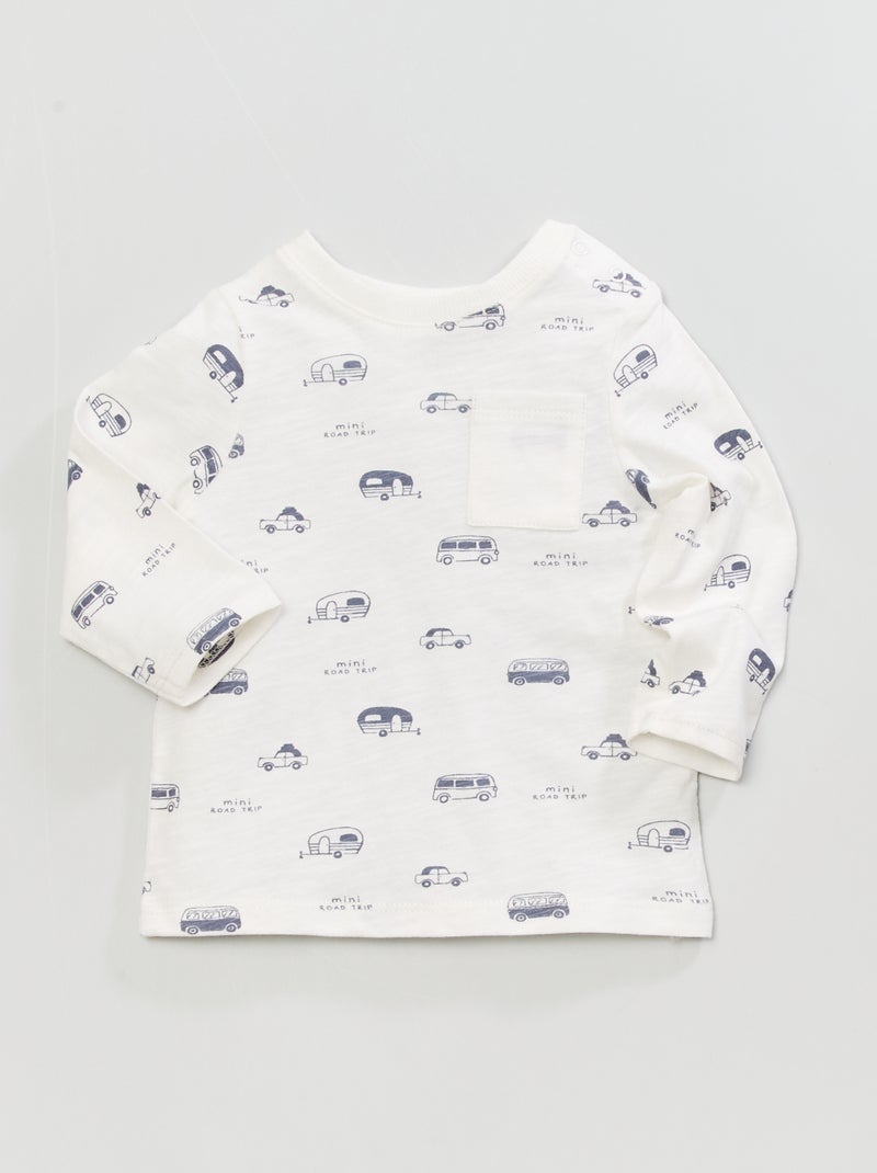 T-shirt regular com gola redonda BRANCO - Kiabi