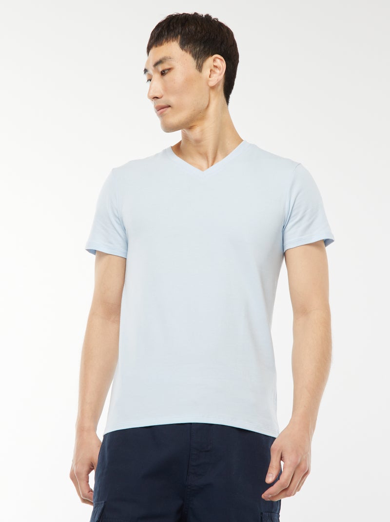 T-shirt regular elástica Azul - Kiabi