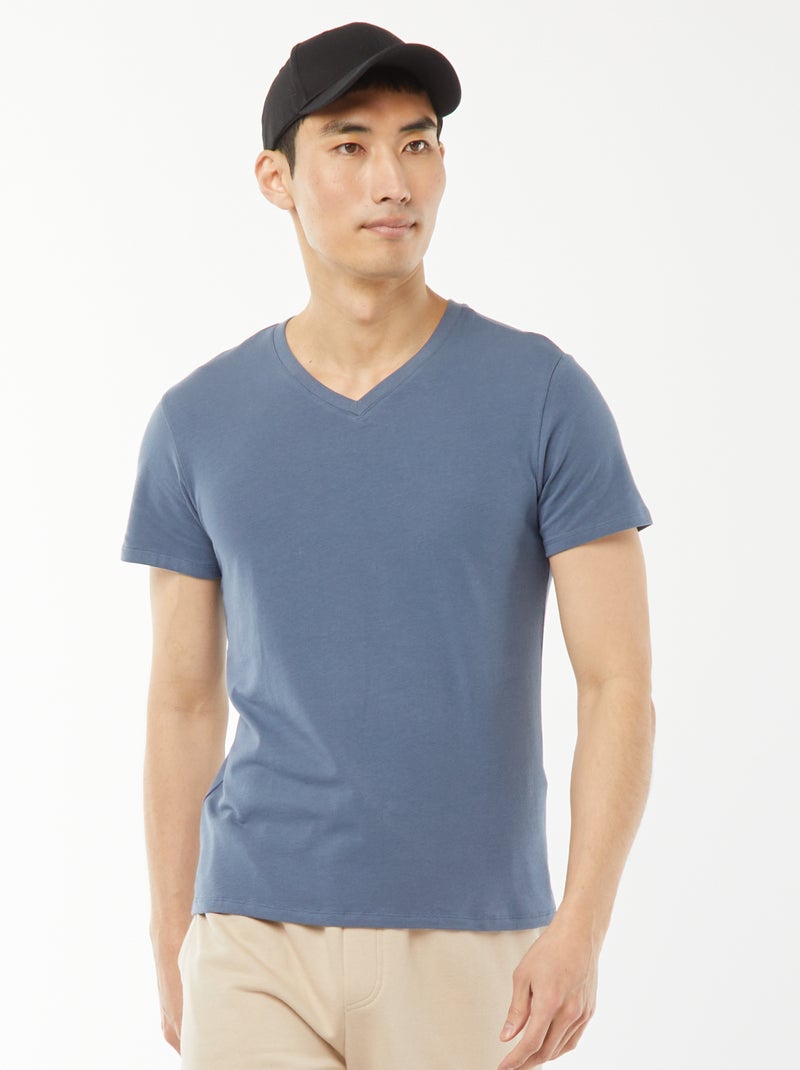 T-shirt regular elástica Azul - Kiabi