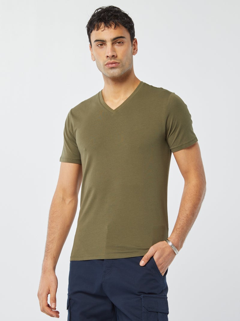 T-shirt regular elástica CAQUI - Kiabi