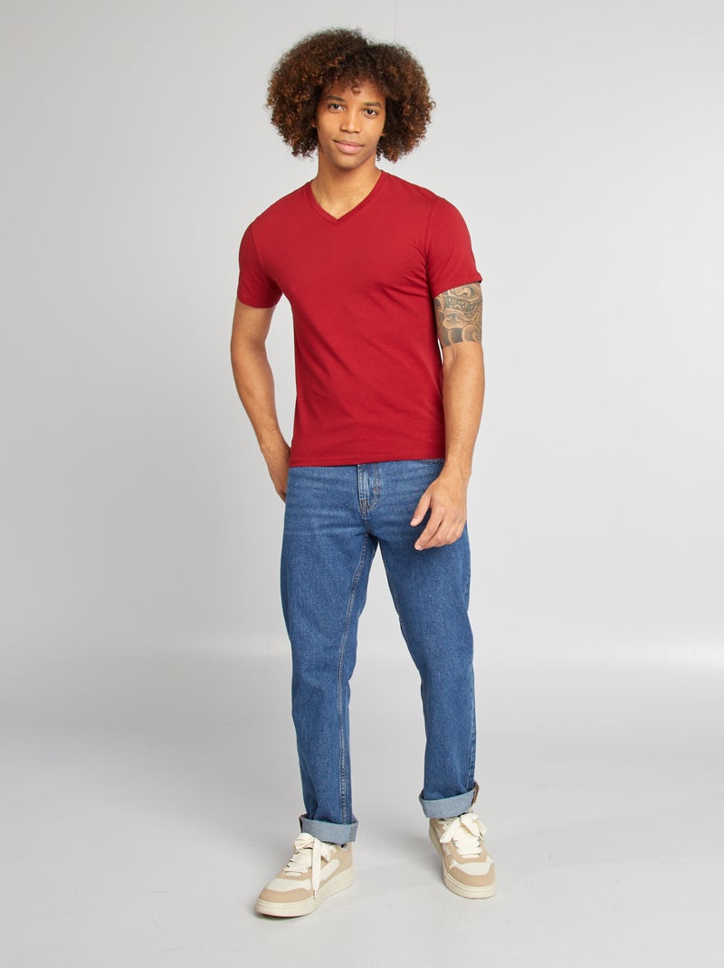 T-shirt regular elástica VERMELHO - Kiabi