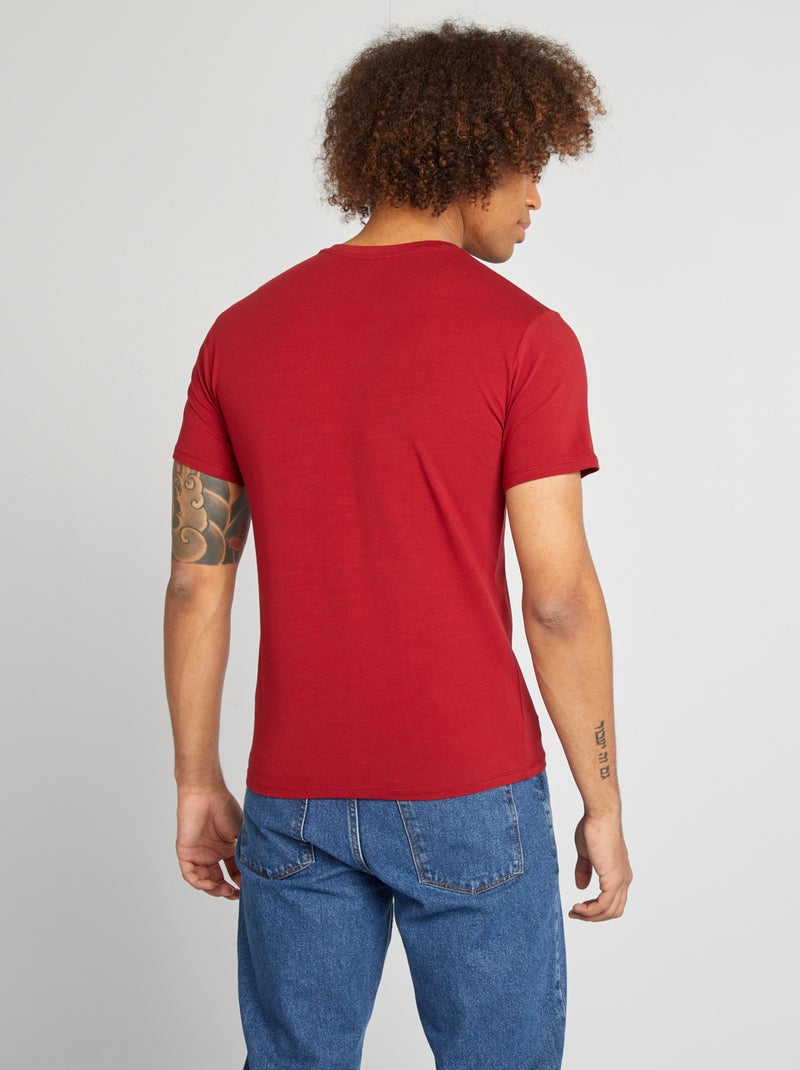 T-shirt regular elástica VERMELHO - Kiabi