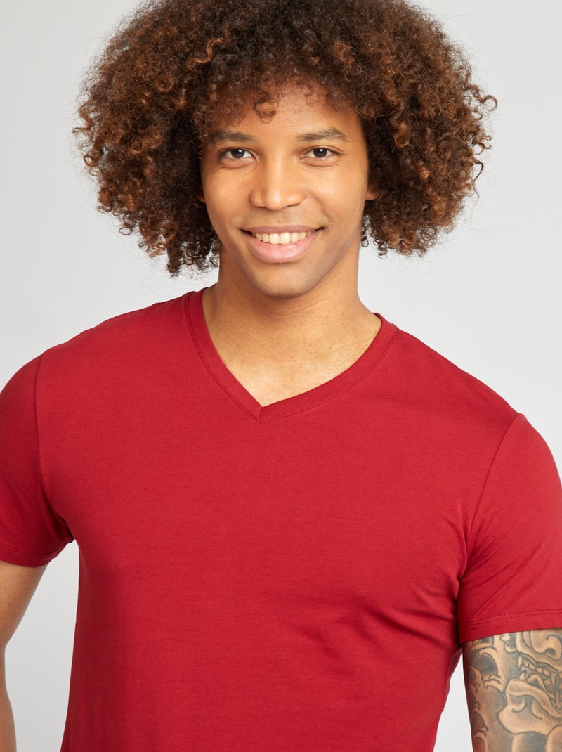 T-shirt regular elástica VERMELHO - Kiabi