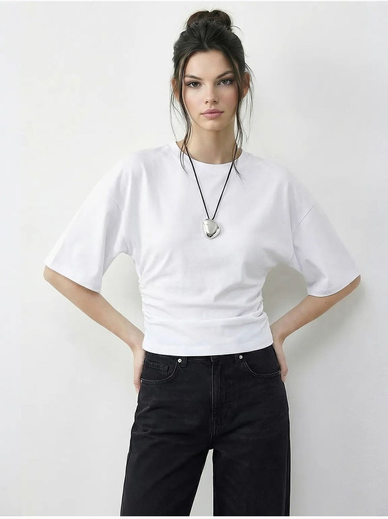 T-shirt regular fit com gola redonda lucci Branco - Kiabi
