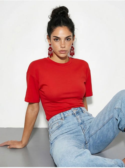 T-shirt regular fit com gola redonda lucci - Kiabi